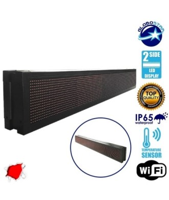 GLOBOSTAR® DISPLAY 90311 Κυλιόμενη Ψηφιακή Επιγραφή P10 Διπλής Όψης LED AC 220-240V Αδιάβροχο IP65 Κόκκινο - WiFi Control μέσω FK APP - Αισθητήρας Θερμοκρασίας & Υγρασίας - Μ168 x Π12 x Υ24cm - 2 Χρόνια Εγγύηση